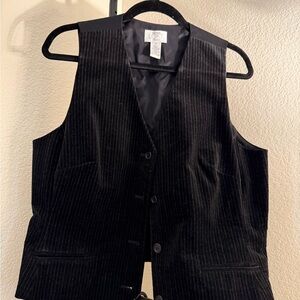 LOFT Black Pinstripe Vest